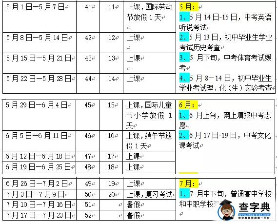 2016广州中考日程安排表