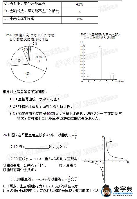 2016北京房山区中考一模数学试题及答案