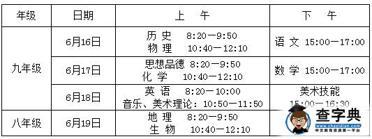 2016湖南怀化中考时间