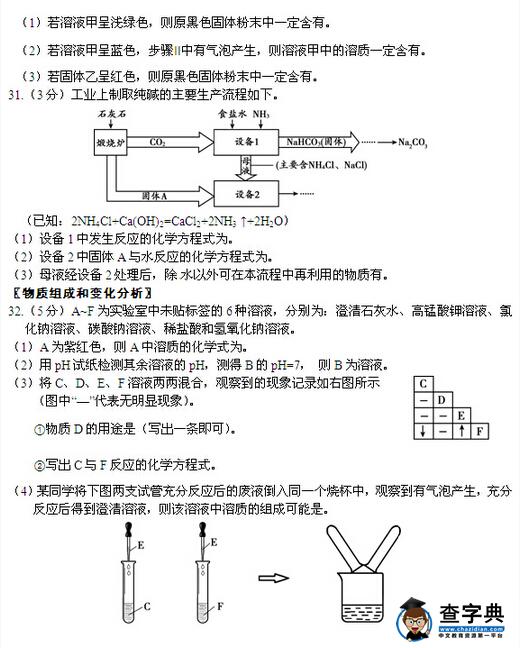 2016北京朝阳区中考二模化学试题