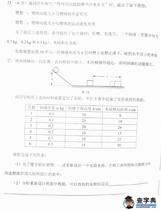 2016天津中考物理试题及答案