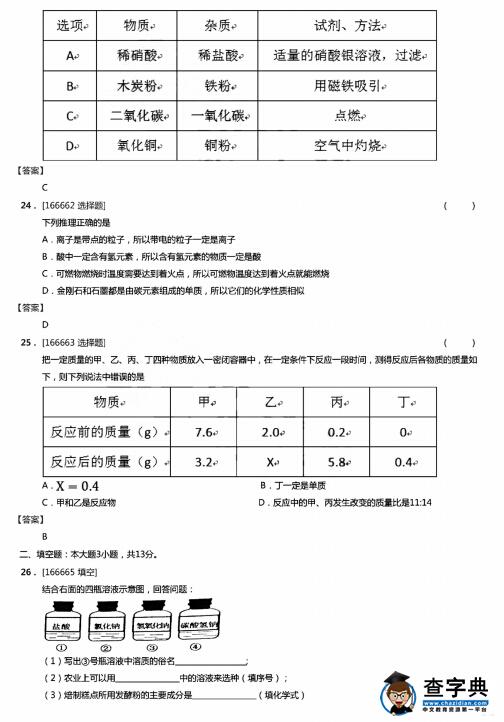 2016甘肃兰州中考化学试题及答案
