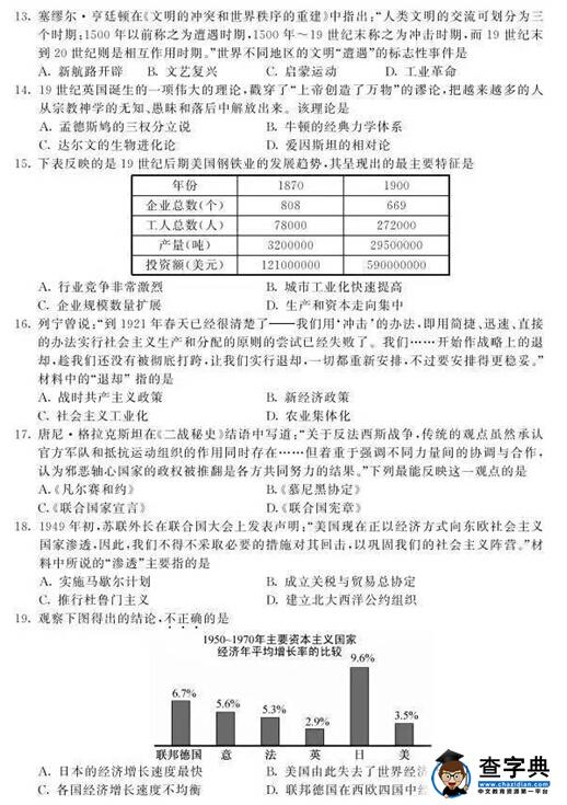 2016江苏苏州中考历史试题及答案