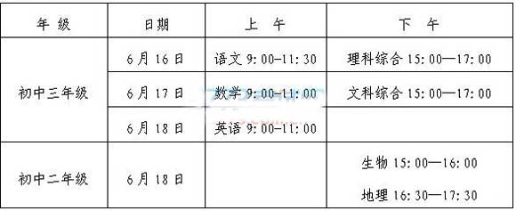 湖南长沙2017中考时间：6月16日至18日1
