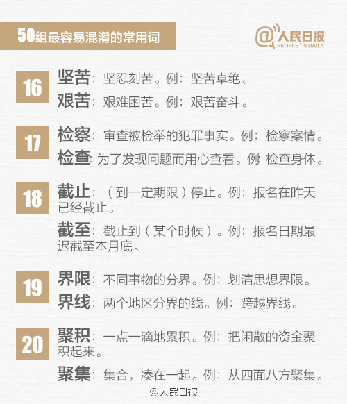 这节语文课必须补！这50组常用词最易被混淆，中考生必看（二）2