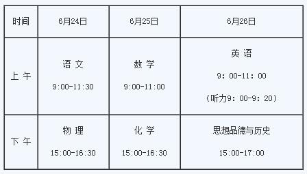 广西桂林2017年中考时间：6月24日-26日2