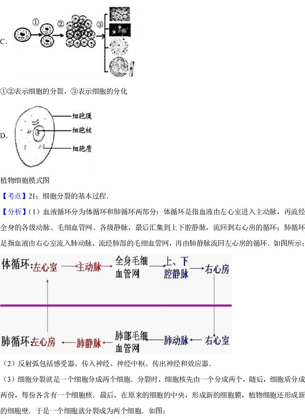 2017浙江衢州中考生物试题及答案7