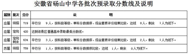 安徽宿州2017中考：省示范高中预录取分数线及情况说明3